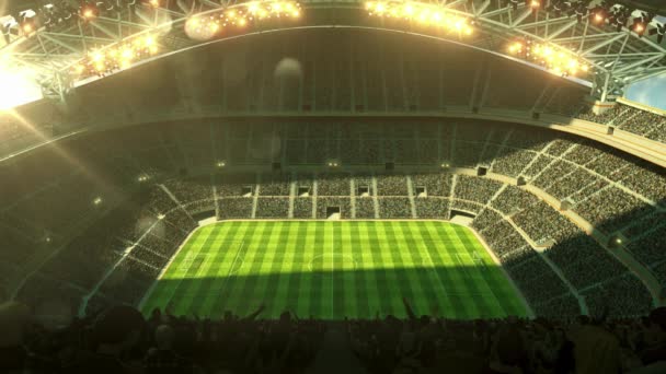 Animasyon Illüstrasyonunda Şampiyonluk Stadyumu Futbol Çim Hareket Ekipmanı Videosu — Stok video