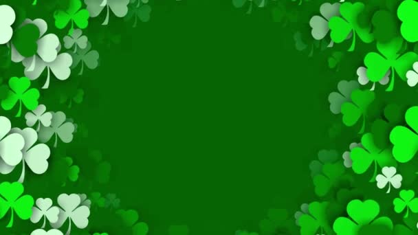 Patrick Day Animated Clover Spring Moving Background Video Copy Space — Vídeo de Stock