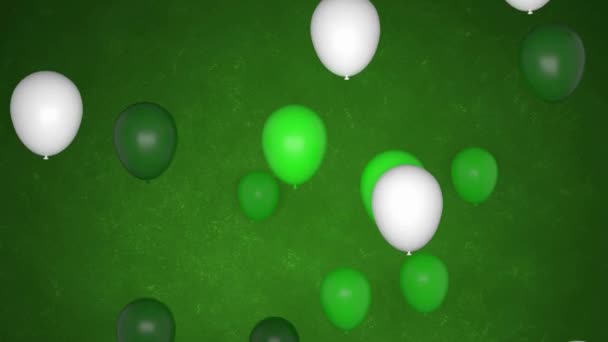 Baloon Fly Green Animation Alpha Patrick Day Background — Stockvideo