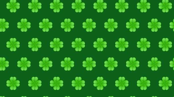 Animation Happy Patrick Day Copy Space Clover Leaves Pattern Green — ストック動画