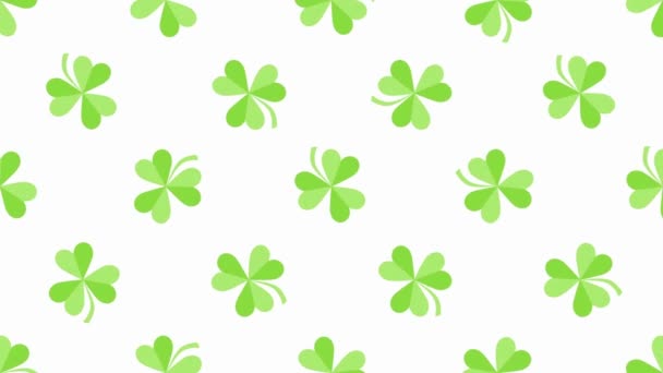 Animation Happy Patrick Day Copy Space Clover Leaves Pattern Green — Stockvideo