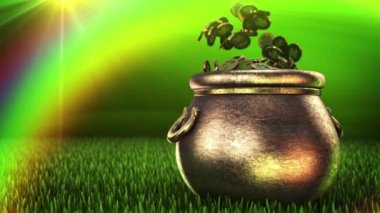 Patricks day abstract background with pot with gold coins animation art video illustration green
