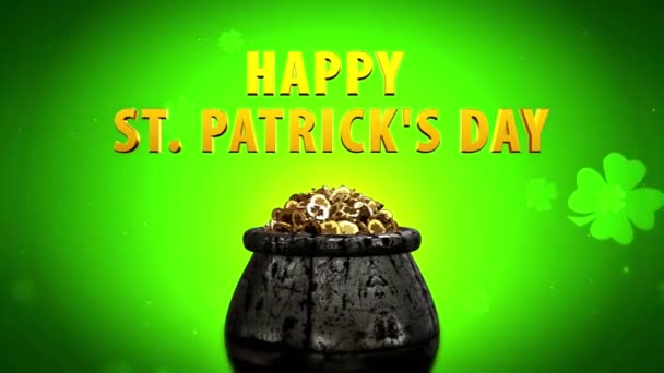 Patricks Day Abstract Background Clover Animation Art Video Illustration Pot — Vídeo de Stock