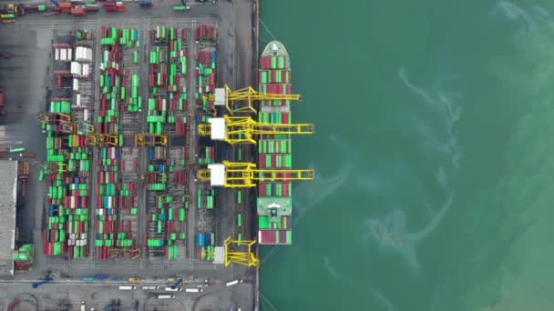 Time Lapse Vue Aérienne Navire Porte Conteneurs Transportant Transport Conteneurs — Video
