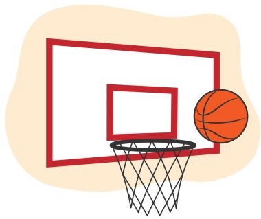 Clipart Tecrit Edilmiş Elementler, Basketbol, Hoop and Board, Hand Drawn Vector Illustration