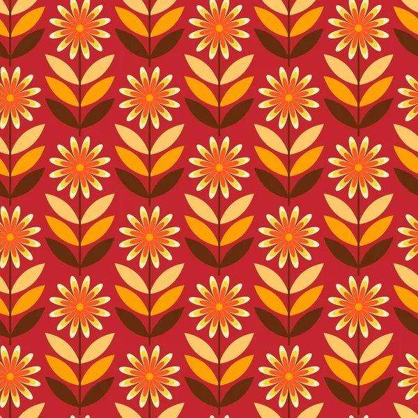 Seamless Autumn Pattern, Flowers in Warm Colours, Scrapbooking, Retro Design, Wall Paper, Decoration