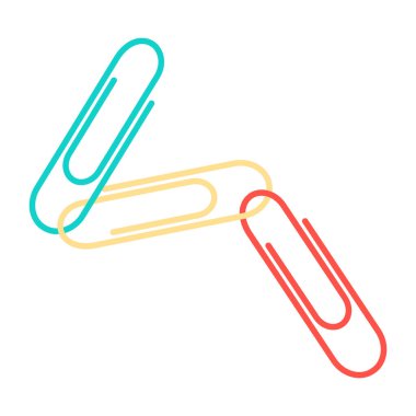 Clip Art Isolated Elements Set, Paper Clips Chain, Back to School, School Supplies, Office Supplies