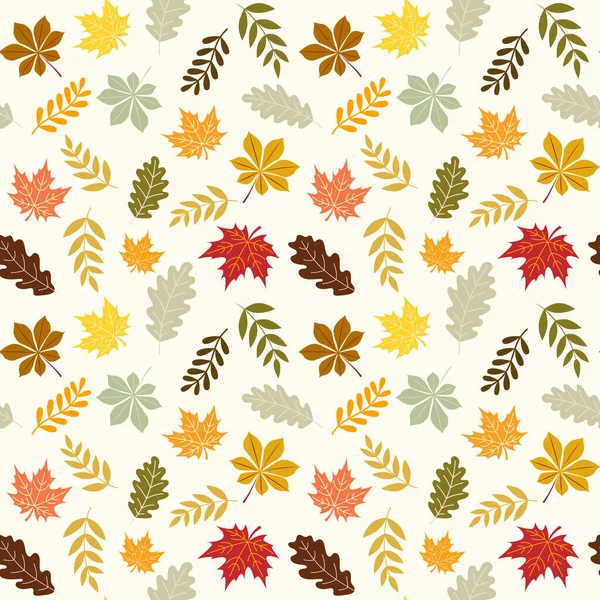 Seamless Autumn pattern with leaves, Nature design, Fall maple, oak, chestnut leaves for decoration, Perfect for scrapbooking background, textile and wallpaper, Hand drawn vector elements