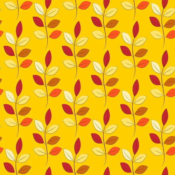 Seamless vector autumn pattern with leaves. Botanical repeated texture with warm colours for the fall season. Autumn print with foliage. Suitable for seasonal textile prints, scrapbooking, wallpaper.