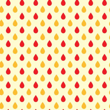 Seamless pattern of raindrops. Background in warm Autumn colours. Red, orange and yellow , Thanksgiving, Fall, Autumn celebration. Perfect for card design weather concept, website design, scrapbooking