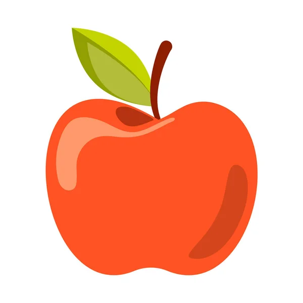 Pomme Mûre Rouge Avec Feuille Verte Isolée Sur Fond Blanc — Image vectorielle