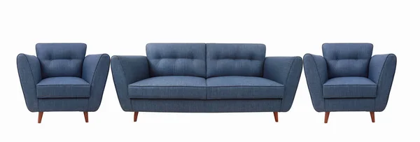 Modernes Design Sofa Set Trendige Blaue Farbe — Stockfoto