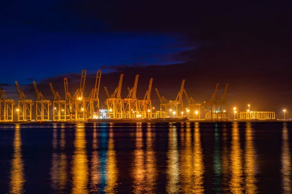 View of khorfakkan sea port at night in UAE
