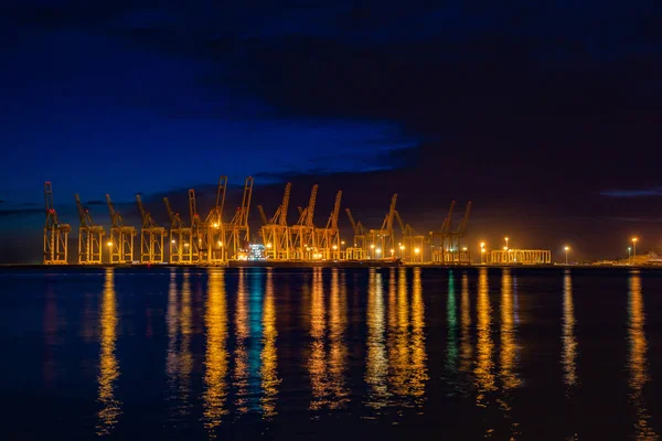 View of khorfakkan sea port at night in UAE