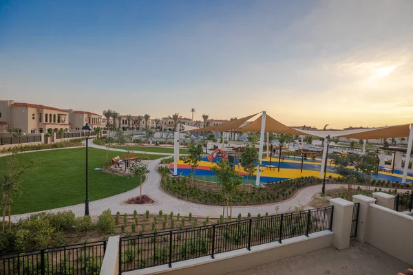 Dubai Emirados Árabes Unidos 2020 Rahat Villas Community Pool Mudon — Fotografia de Stock