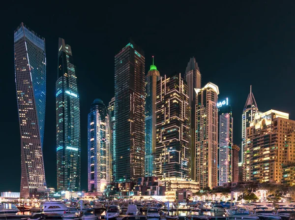 Dubai Uae November 2021 Dubai Marina Skyscrapers Skyline Night Illuminated — стокове фото