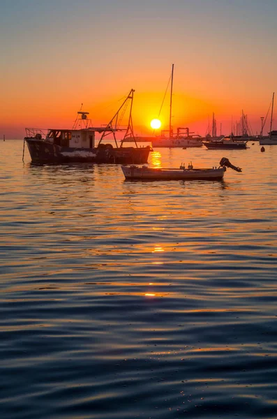 Vissersboot Haven Van Umag Kroatië Geschoten Tijdens Beautfilul Licht Bij — Stockfoto