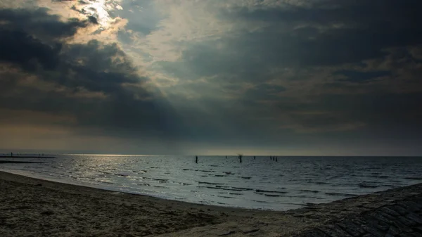 Landschap Uitzicht Zee Bewolkte Dag Noordzee Aan Duitse Kust — Stockfoto