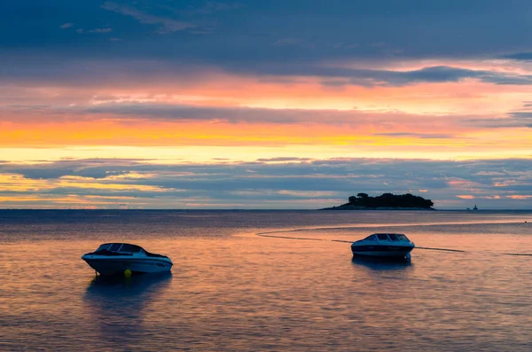 Silhoutte Island Adriatic Sea Sunset Croatioan Coast — Stockfoto