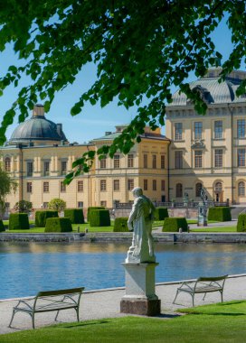 Ancient marble statues before the drottninghol palace in sweden
