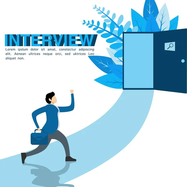 Man Ran Door Interview Session Design Suitable Workers Companies Job — 图库矢量图片