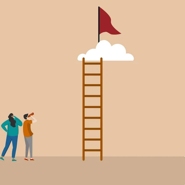 Ladder Success Business Entrepreneurs Climbing Ladder Success Illustration Success Depicted — Stockový vektor