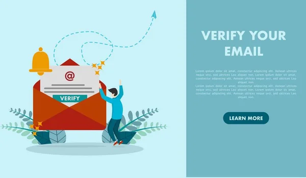 Email Verification Concept Get Incoming Email Send Receive Verification Emails — Vettoriale Stock