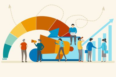 Büyük dizüstü bilgisayar ve gürültülü megafon. Konuşmacı haberi hedef kitleye duyurur. Pazarlama kavramları, promosyonlar, etkilenmiş iletişim ve dijital pazarlama için kullanılabilir