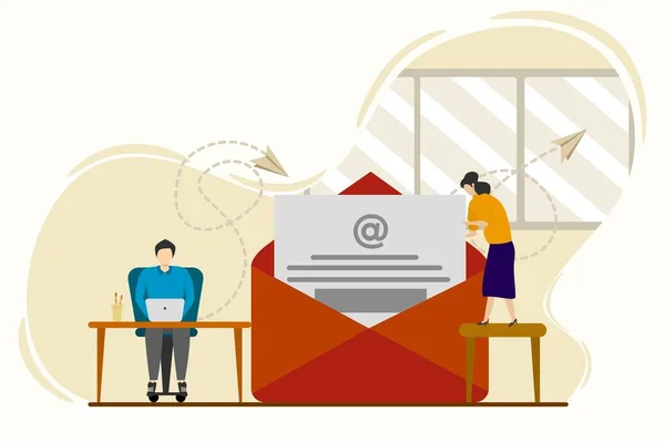 Processi Lavoro Nuovi Messaggi Mail Mail Messaggi Campagne Email Marketing — Vettoriale Stock