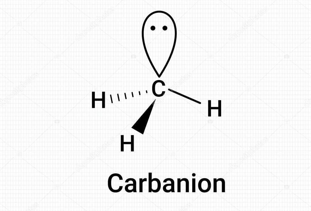 A carbanion is an anion in which carbon is trivalent (forms three bonds) and bears a formal negative charge