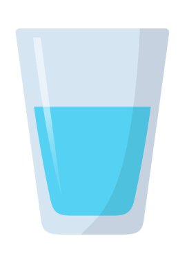 Glass of blue water flat design isolated on white background