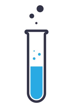 test tüpü düz ana hatlı vektör simgesi beyaz bakteri sahasında izole