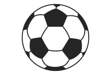 Futbol topu simgesi. Beyaz arka planda siyah düz vektör çizim