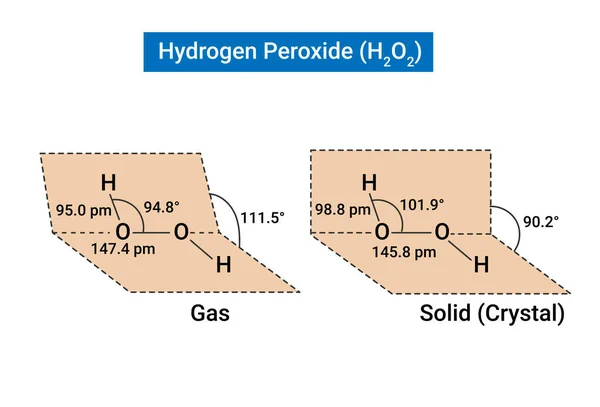 Structures Hydrogen Peroxide H2O2 Solid Gaseous States — Stock Vector