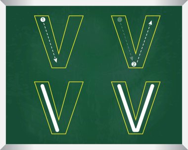 Alphabet Letter V: How to Write Alphabet Letters for Children, Teaching Writing ABC for Preschool