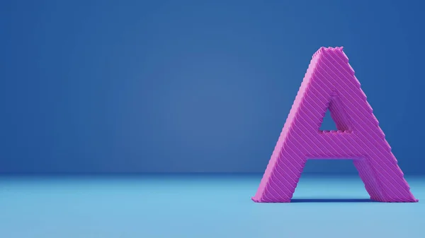 3D Alphabet Letter A with blue background