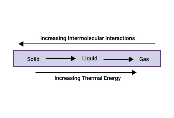 Increasing Intermolecular Interactions Increasing Thermal Energy — Stock Vector