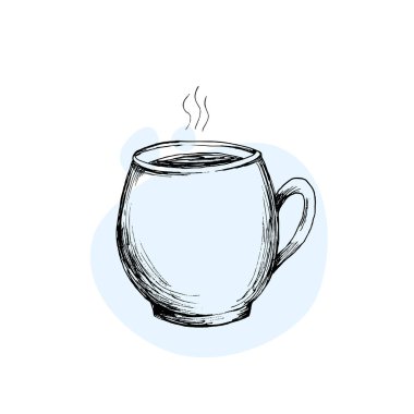 Kahve fincanı koleksiyonu serbest çizim siyah beyaz çizim