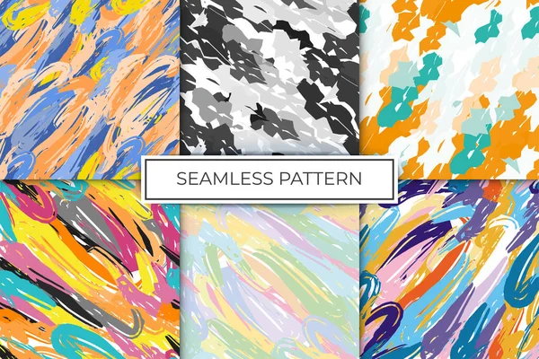 Set Collection Seamless Pattern Brush Strokes Pattern Spots Blobs Paint — Stock Vector