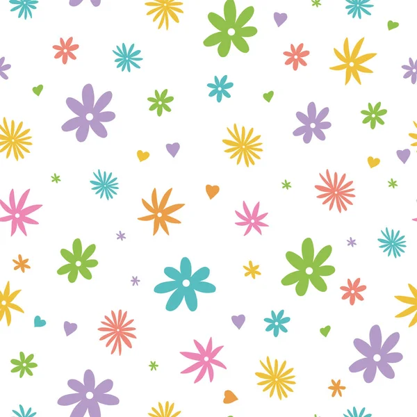 Desensiz Basit Çiçekler Pastel Renkler Çocuklar Yazdırır — Stok Vektör