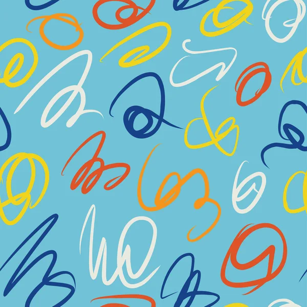 Sem Costura Padrão Squiggles Doodle Fundo Brilhante Impressão Papel Embrulho —  Vetores de Stock