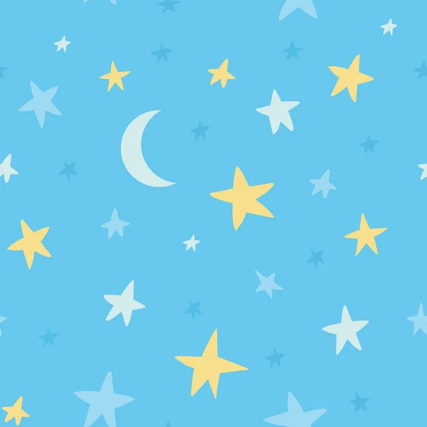 Seamless Pattern Stars Sky Print Background Kids — Stock Vector