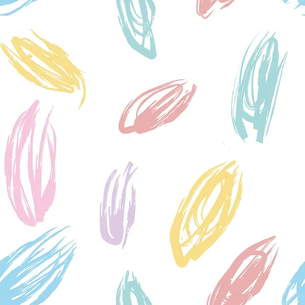 シームレスなパターンタングルスポットスミアブラシプリント背景パステル子供っぽい色 — ストックベクタ