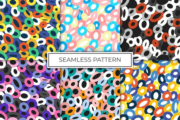 Set Seamless Pattern Circles Abstração Simples Cor Brilhante Fundo Impressão — Vetor de Stock