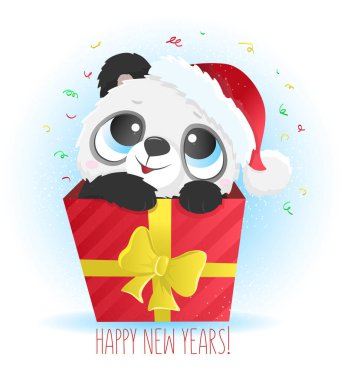 karakter noel panda sevimli kart hediye kış