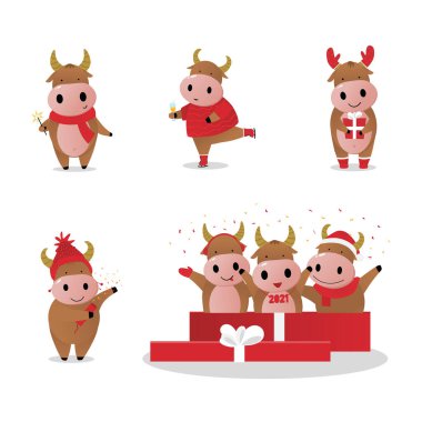 Nesnelerin koleksiyonu. Karakterler, Noel saçmalıkları. Hoş tebrik kartı hediyeleri.