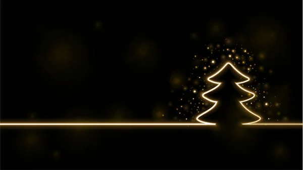 Plantilla Fondo Año Nuevo Banner Neón Árbol Brillante — Vector de stock