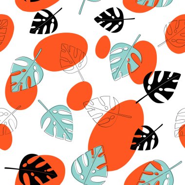 Kusursuz desenli canavar portakal çiçekleri tropik desenler bırakır.