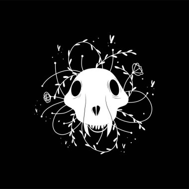 Burç işaretleri, cadılar bayramı kafatası kemikleri nesneler simgeler yıldız grafikleri siyah ve beyaz baskı