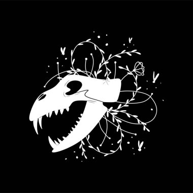 Burç işaretleri, cadılar bayramı kafatası kemikleri nesneler simgeler yıldız grafikleri siyah ve beyaz baskı